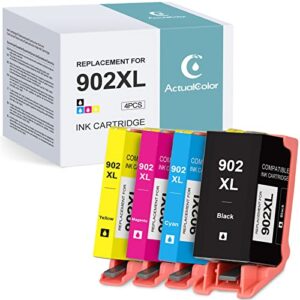 actualcolor c 902xl compatible ink cartridge replacement for hp 902 xl for hp printer officejet pro 6978 6962 6970 6958 6968 (black cyan magenta yellow, 4-pack)