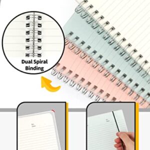SUNEE 3 Pack Spiral Notebook - A5 Lined Journal Notebook, 120gsm Thick Paper, College Ruled, Giftable Journal for Study and Notes 80 Sheets, 5.7" x 8.3", Blue, Pink, Transparent
