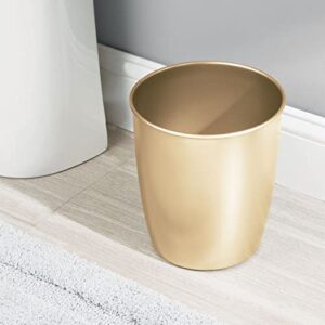 mDesign Small Steel Round Trash Can Bucket - 1.5 Gallon Wastebasket, Garbage Container Bin for Bathroom, Powder Room, Bedroom, Kitchen, Home Office - Hamill Collection - Soft Brass