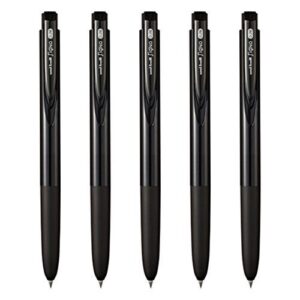uni-ball signo rt1 retractable gel ink pen, ultra micro point 0.28mm, rubber grip, black ink, umn-155-28, value set of 5