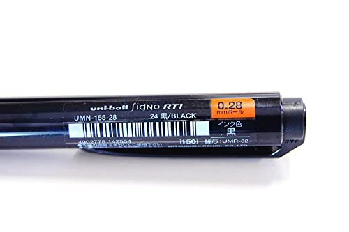 Uni-ball Signo RT1 Retractable Gel Ink Pen, Ultra Micro Point 0.28mm, Rubber Grip, Black Ink, UMN-155-28, Value Set of 5