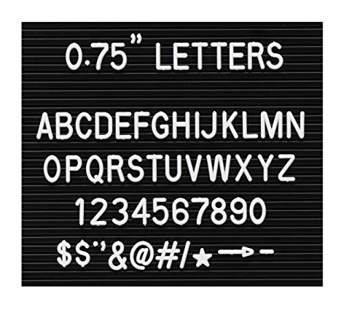 3/4 Inch Letters for Flet Letter Boards,300 Pieces Including Letters, Numbers & Symbols for Changeable Plastic Message Boards (White)