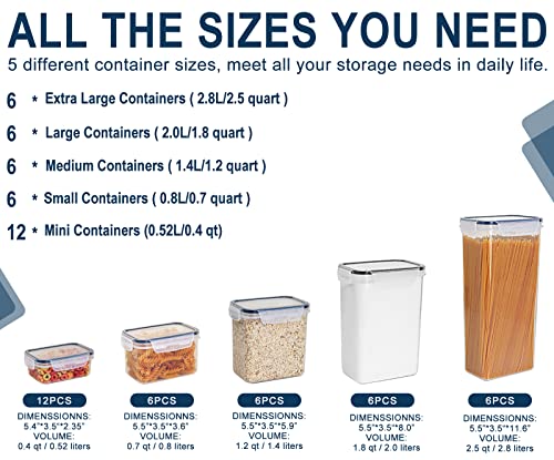 Airtight Food Storage Containers 36-Piece Set, Kitchen & Pantry Organization, BPA Free Plastic Storage Containers with Lids, for Cereal, Flour, Sugar, Baking Supplies, Labels & Measuring Cups