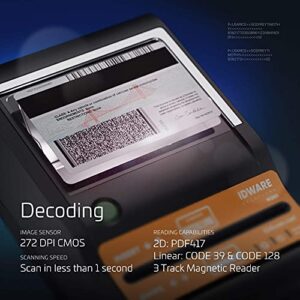 E-Seek M280 ID Reader - USB Flatbed Scanner & 2D Barcode Reader for Desktop