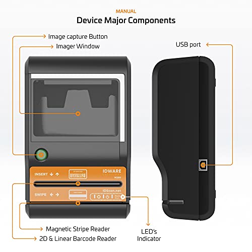 E-Seek M280 ID Reader - USB Flatbed Scanner & 2D Barcode Reader for Desktop