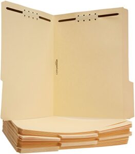 amazon basics manila file folders with fasteners – letter size, 50-pack