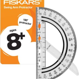 Fiskars 12-95400J Back to School Supplies, Protractor Swing Arm Clear, Color Received May Vary