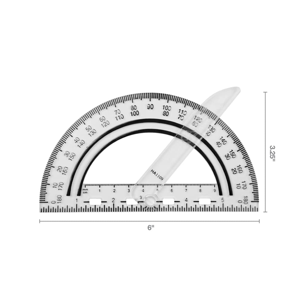 Fiskars 12-95400J Back to School Supplies, Protractor Swing Arm Clear, Color Received May Vary