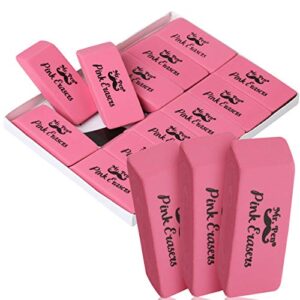 Mr. Pen Pink Pencil Erasers, Large, Pack of 12