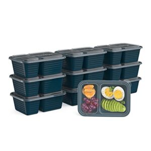bentgo® prep 2-compartment snack containers with custom-fit lids – reusable, microwaveable, durable bpa -free, freezer and dishwasher-safe meal prep food storage – 10 trays & 10 lids (deep teal)