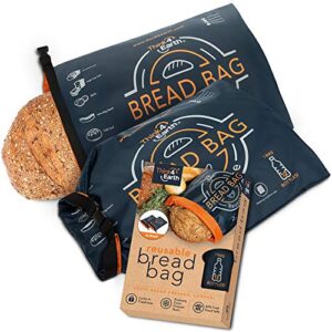 think4earth – (2 pack) bread bag – reusable freezer bread bag for homemade bread maker gift giving – bread container for sourdough loafs storage, large bread bags for homemade bread with lining