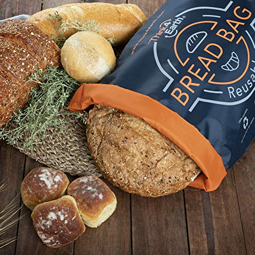 Think4Earth - (2 Pack) Bread Bag - Reusable freezer bread bag for homemade bread maker gift giving - Bread Container for Sourdough Loafs Storage, Large Bread Bags for Homemade Bread with Lining