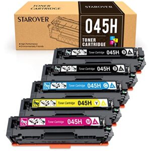 starover compatible toner cartridges replacement for canon 045 045h crg-045h toner for canon color imageclass mf634cdw mf632cdw lbp612cdw lbp612c lbp612 mf632 mf632c 634c mf634 laser printer (5 pack)