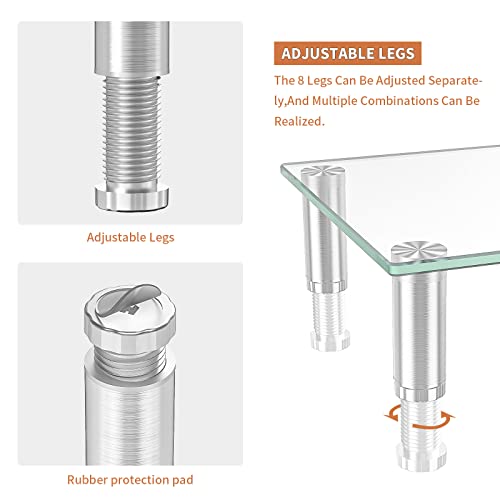 Hemudu Dual Monitor Stand -Adjustable Length and Angle Dual Monitor Riser, Computer Monitor Stand, Desktop Organizer, Monitor Stand Riser for PC, Computer, Laptop (Clear)