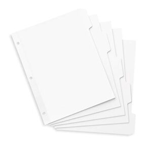 blue summit supplies 3 ring binder dividers with reinforced edge, 1/5 cut tabs, letter size, 3 hole punch section index dividers for binders, white, 100 page divider pack