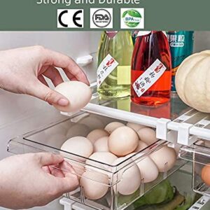 YekouMax Fridge Drawer Organizer, Refrigerator Organizer Bins, Pull Out with Handle, Fridge Shelf Holder Storage Box, Clear Container for Food,Drinks,Fit for Fridge Shelf Under 0.6" (1 Pack Medium)