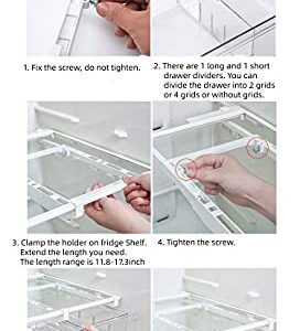 YekouMax Fridge Drawer Organizer, Refrigerator Organizer Bins, Pull Out with Handle, Fridge Shelf Holder Storage Box, Clear Container for Food,Drinks,Fit for Fridge Shelf Under 0.6" (1 Pack Medium)