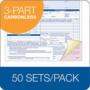 Adams Auto Repair Order Forms, 8.5 x 7.44 Inch, 3-Part, Carbonless, 50-Pack, White and Canary (GT3870)