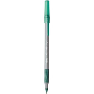 BIC Round Stic Grip Xtra Comfort Ballpoint Pen, Medium Point (1.2mm), Green, 12-Count