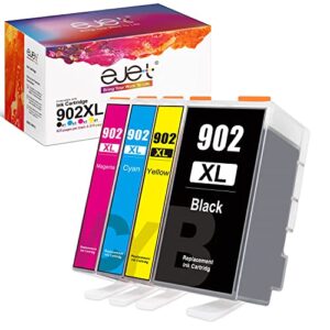 ejet compatible 902xl ink cartridges replacement for hp 902xl 902 xl hp 902 ink cartridges (newest chip) for hp officejet pro 6968 6978 6962 6958 6954 6960 (1 black 1 yellow 1 magenta 1 cyan, 4 pack)