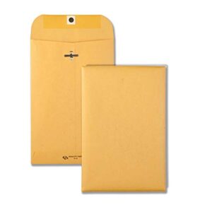 quality park 6″ x 9″ clasp envelopes, brown kraft, gummed flap, 100/box (qua37755)