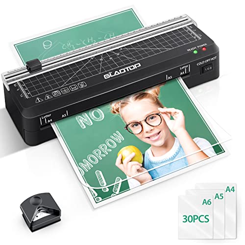 A4 Laminator, 9 inches Laminator Machine Built in Paper Trimmer with 30pcs Thermal Laminating Pouches Sheets, Corner Rounder, 70s Fast Warm-up, Portable Personal Laminator for Home/Office/School