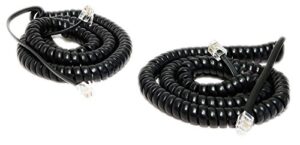imbaprice (pack of 2 black coiled telephone phone handset cable cord, coiled length 3 to 12 feet uncoiled (value pack)