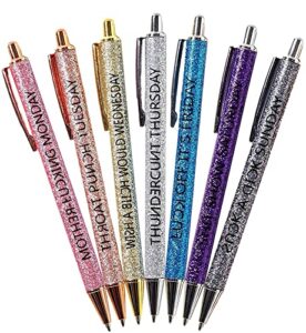 tusztus 7-pack funny word daily funny pens, funny seven days of the week pens, describing the mentality, sarcastic ballpoint pens, creative gift for colleague co-worker