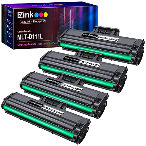 E-Z Ink (TM) Compatible Toner Cartridge Replacement for Samsung 111S 111L MLT-D111S MLT-D111L to use with Xpress M2020W Xpress M2024W Xpress M2070W Xpress M2070FW Printer (Black, 4 Pack)