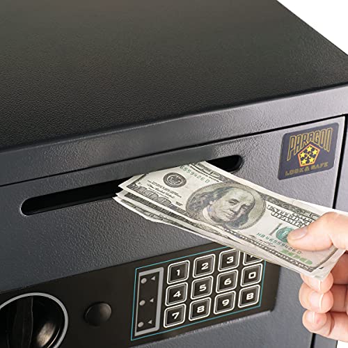 Drop Safe - Digital Safe Compact Steel Money Security Box with Keypad - Deposit Cash Easily – For Home or Business by Paragon Safe - Black