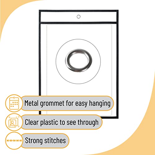 Mr. Pen- Dry Erase Pockets, 6 Pack, 10.2 x 14 Inches, Black, Reusable Plastic Sleeves for Paper, Clear Shop Ticket Holders, Dry Erase Pocket Sleeves, Dry Erase Sleeves, Clear Document Sleeves