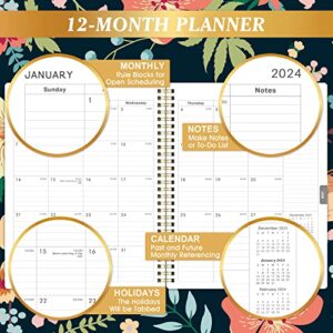 Planner 2023-2024 - July 2023 - June 2024, Academic Planner/Calendar 2023-2024, 2023-2024 Planner Weekly and Monthly with Printed Tabs, 8" x 10", Flexible Cover, Thick Paper, Perfect Daily Organizer - Floral