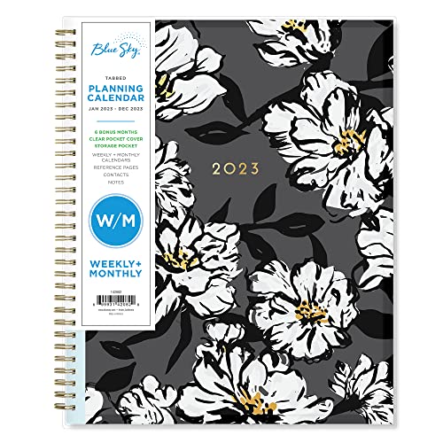 Blue Sky 2023 Weekly and Monthly Planner, January - December, 8.5" x 11", Clear Pocket Cover, Wirebound, Baccara Dark (142082)