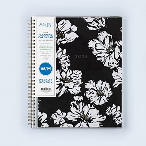 Blue Sky 2023 Weekly and Monthly Planner, January - December, 8.5" x 11", Clear Pocket Cover, Wirebound, Baccara Dark (142082)