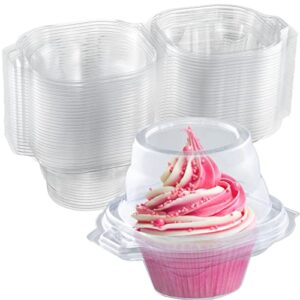 individual cupcake containers (100 pack) | clear plastic disposable cupcake boxes / holders | single cupcake holder with dome lid bulk | bpa-free plastic cupcake muffin container carrier boxes to go