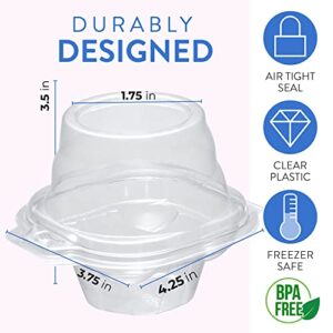 Individual Cupcake Containers (100 Pack) | Clear Plastic Disposable Cupcake Boxes / Holders | Single Cupcake Holder with Dome Lid Bulk | BPA-Free Plastic Cupcake Muffin Container Carrier Boxes to Go