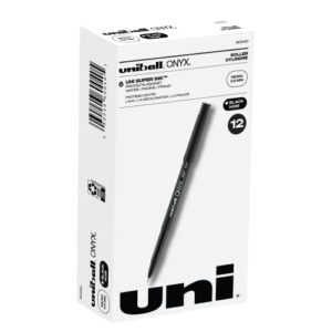 uni-ball onyx rollerball pens fine point micro tip, 0.5mm, black, 12 pack