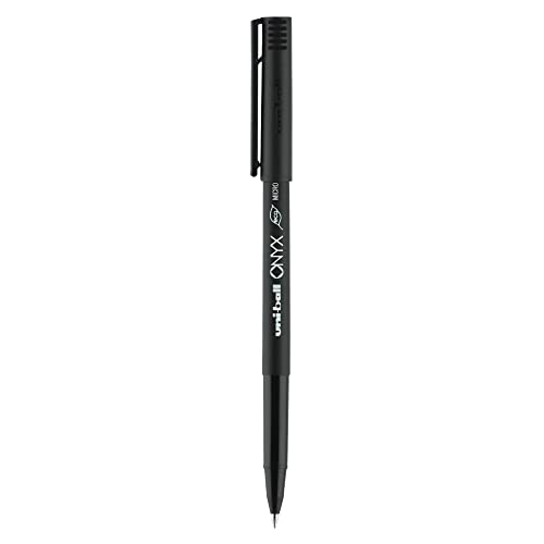 uni-ball Onyx Rollerball Pens Fine Point Micro Tip, 0.5mm, Black, 12 Pack