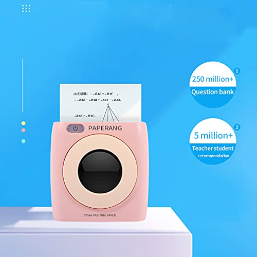 TZH PAPERANG P2 Portable Printer, Mini Bluetooth Wireless Sticker Printer Thermal Printer Compatible with Android + iOS with 3 Rolls Sticker and 3Rolls Colorful Sticker 300 DPI (Pink) 80*80*40mm