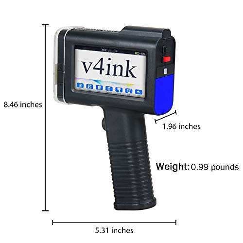 v4ink BENTSAI Handheld Printer BT-HH6105B2, Portable Handheld Inkjet Printer with 4.3 Inch LED Touch Screen Mobile Inkjet Coder 0.09-0.5’’ Print Height for QRCode Barcode Date Logo Text on Any Surface