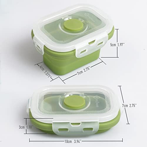 Cozihom Collapsible Silicone Food Storage Container, Portion Control Container with Clip-on Lid, Stackable, Space Saving, Microwave/Fridge/Freezer/Dishwasher Safe, 5 Oz, Pack of 4