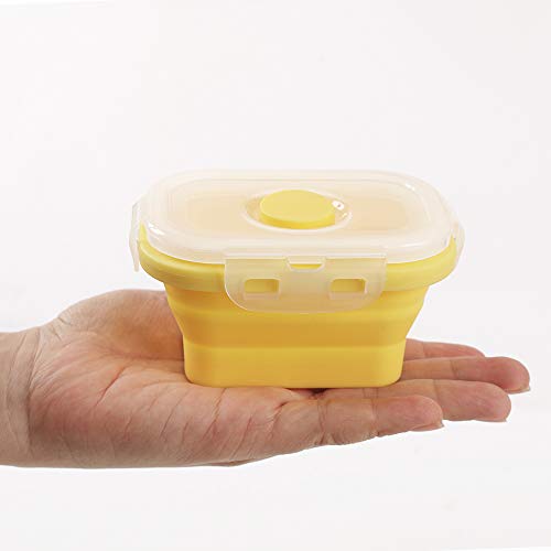 Cozihom Collapsible Silicone Food Storage Container, Portion Control Container with Clip-on Lid, Stackable, Space Saving, Microwave/Fridge/Freezer/Dishwasher Safe, 5 Oz, Pack of 4