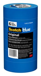 scotch original multi-surface painter’s tape,  1.41 inches x 60 yards (360 yards total), 2090, 6 rolls, blue, 6 foot