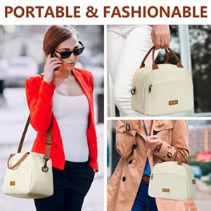 Lunch Bag Women Insulated Lunch Bag For Men Waterproof Lunch Cooler Bag Insulated Lunch Box For Women Portable Reusable Lunch Bag Two-Tone,With Adjustable Straps Can Be Used For Work,White and Brown