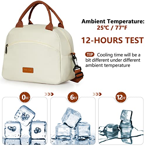 Lunch Bag Women Insulated Lunch Bag For Men Waterproof Lunch Cooler Bag Insulated Lunch Box For Women Portable Reusable Lunch Bag Two-Tone,With Adjustable Straps Can Be Used For Work,White and Brown