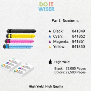 Do it Wiser Compatible Toner Cartridge Replacement for Ricoh MP C6003 MP C4503 MP C5503 MP C6004 MP C4504 MP C5504 Printer - 841849 841851 841852 841850 (4 Pack)