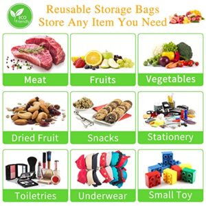 12 Pcs Reusable Storage Bags, Reusable Food Storage Bags, Reusable Freezer Bags Food Container, Stand Up Extra Thick Leakproof Reusable food Bags(Gallon Bags+Sandwich Bags+Snack Bags)