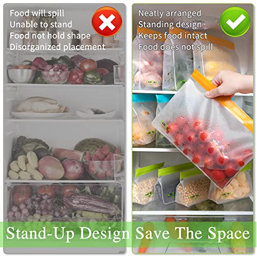 12 Pcs Reusable Storage Bags, Reusable Food Storage Bags, Reusable Freezer Bags Food Container, Stand Up Extra Thick Leakproof Reusable food Bags(Gallon Bags+Sandwich Bags+Snack Bags)