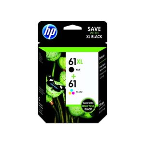 hp 61 / 61xl (cz138fn) ink cartridges (tri-color/black) 2-pack in retail packaging