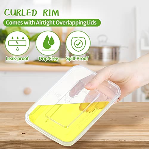 16oz Food Storage Containers with Airtight Lids, 50Pcs Disposable Clear Meal Prep Containers, Reusable Deli Containers with Lids, Great for Your Slime Kit, Leakproof, Microwaveable, Dishwasher & Freezer Safe